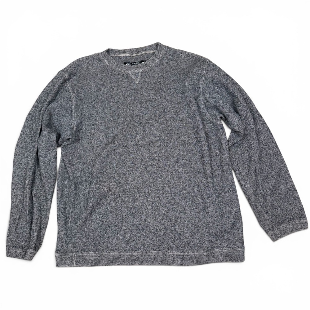 Eddie Bauer Mens Gray Cotton Knit Long Sleeve Crewneck Sweater M 4674